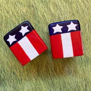 RUSS Red, White & Blue Patriotic Americana Salt & Pepper Shakers